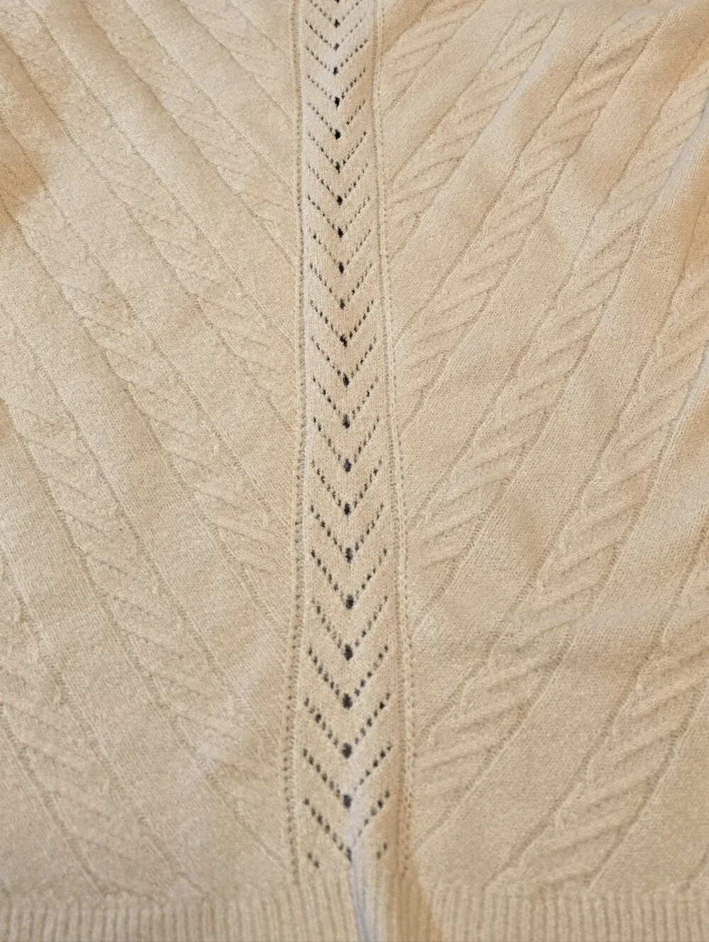 Natural Reflections Bass Pro Cable Knit Open Front Cardigan Sweater Tan Large - Picture 5 of 7